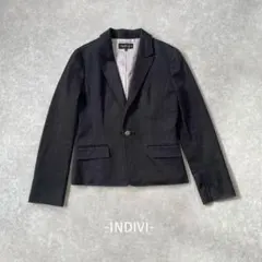INDIVI/テーラードジャケット/38/黒/綺麗め/日本製/オフィス