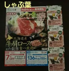 しゃぶ葉　割引券 7%OFF & ドリンク100円券