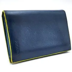 PRADA プラダ カードケース 名刺入れ サフィアーノ ネイビー バイカラー
