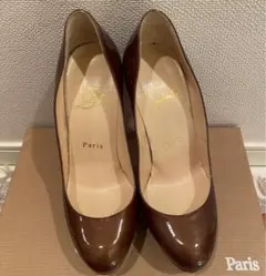 クリスチャンルブタン パテント ハイヒール パンプス 35 22cm ブラウン