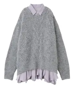 COCODEAL ケーブルニット×ペプラムシャツミニワンピース