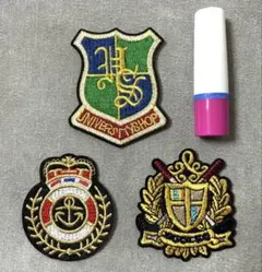 エンブレム風 刺繍ワッペン3点セット