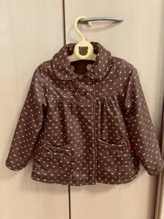 ムージョンジョン　リボン柄ブラウン中綿コート