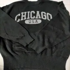 未使用品！kutir ブラック ニットセーター CHICAGO U.S.A.のサムネイル