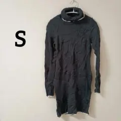 タートルネック ニットワンピース 【S】ブラック 黒 ミニワンピース