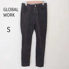 グローバルワーク　小さめ　ロング丈　パンツ　黒　通勤　無地　コーデュロイ　綿