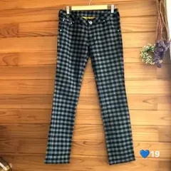 チェック柄 スキニーパンツ ブラック・グレー