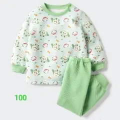 【新品】ユニクロ　キルトパジャマ　女の子　男の子　100　グリーン　長袖