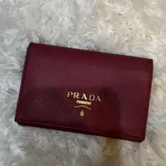 美品 PRADA プラダ 名刺入れ サフィアーノレザー メタルロゴ ピンク