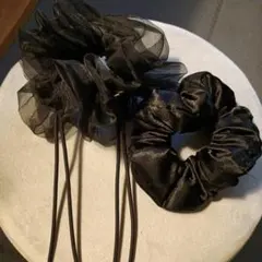 黒色 シュシュ 2点セット