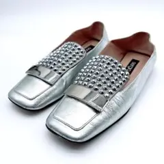 人気✨セルジオロッシ sr1 スタッズ レザースリッポン シルバー　25cmのサムネイル