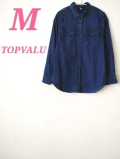 TOPVALU トップバリュ デニムシャツ 長袖 M ブルー カジュアルのサムネイル