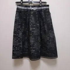 黒 ひざ丈スカート リボン付き　フラボア　FRAPBOISのサムネイル
