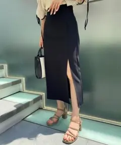 NICECLAUP ナイスクラップ シンプルスリットタイトスカート ブラック 黒