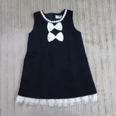 [最終価格] 女の子 むーのんのん ノースリーブワンピース ブラック110㎝