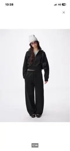 GU ヘビーウェイトスウェットバレルレッグパンツ(丈標準68.5～72.5cm)