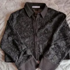 ZARA ショートジャケット　レース調　M(大きめ)　黑
