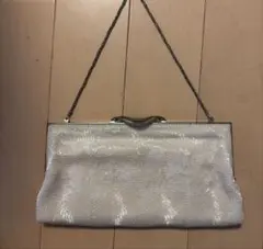 シルバー ビーズ装飾 クラッチバッグ