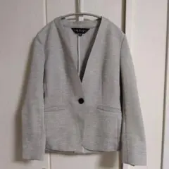 INDIVI ノーカラージャケット グレー