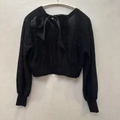 新品未使用 カーディガン ラメ入り リボン