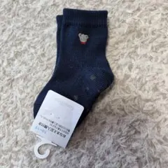familiarネイビー ベビー靴下 10〜12㌢クマ刺繍