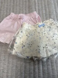 【美品】女の子 スカパン 2枚セット チュールスカート レーススカート 90cm