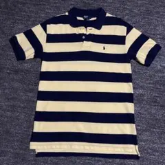 古着 ラルフローレン 半袖 ラガーシャツ 刺繍ロゴ 太ボーダー