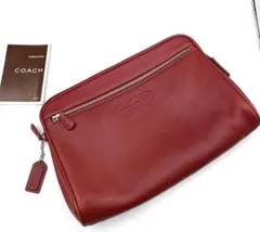【HK7】 COACH コーチ レザー クラッチバッグ レッドのサムネイル