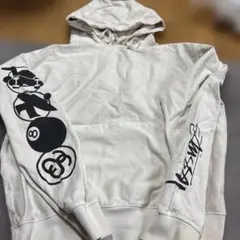 ステューシー　古着　ホワイト　パーカー　サイズXL　袖プリ