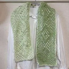 ハンドメイド　夏用ストール　ダイヤ柄のストール　透かし編みのストール　冷房対策のサムネイル