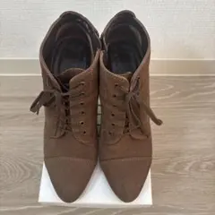 ブラウン スエード レースアップ ブーツ