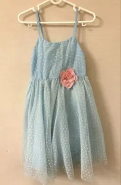 H&M 水色 ドット柄 ドレス 116センチ