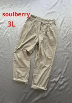 G14 美品　soulberry 麻混　3L 生成り色　パンツ　股上深め　大きめのサムネイル