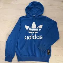 adidas フード付きパーカー 青