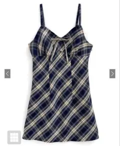 GRL チェック柄リボンキャミミニワンピース