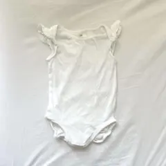 H&Mベビー タンクトップロンパース肩フリルホワイト 白74cm女の子夏綿100のサムネイル