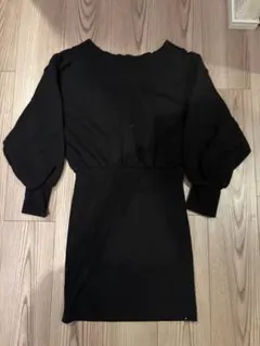 バルーンスリーブ ブラック ニット