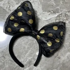 ディズニー　カチューシャ　ミニー　水玉リボン　ブラック　ビッグリボン BIG 黒