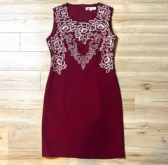 美品✨AMARPHIE 刺繍ワンピース えんじ パーティー