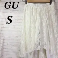 GU レースレギンススカート　ウエストゴム　リラックス　体型カバー　レイヤード風