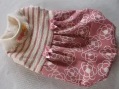 ★胴３６ｃｍ★ボーダーとお花のバルーンワンピース