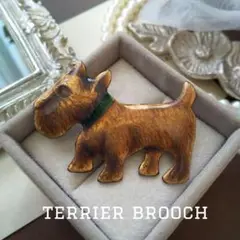 七宝焼 テリア 犬 ブローチ 帯留め ドッグ dog ブラウン スコッチテリア
