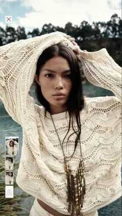 ZARA アイボリー 波模様　ニット セーター　Sサイズ