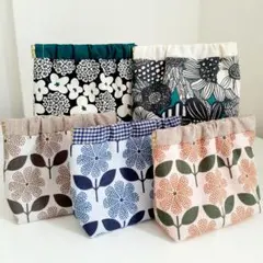 花柄　バネポーチ　5点セット　ハンドメイド　ポーチ　バネ口10㎝