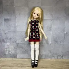 22センチドールハンドメイド服・レトロワンピB