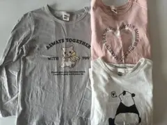 長袖カットソー 3枚セット（猫・ハート・パンダ）　140cm