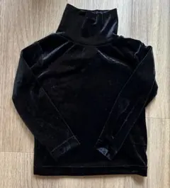 ブラック タートルネック 長袖カットソー 90　softcheese ベロア