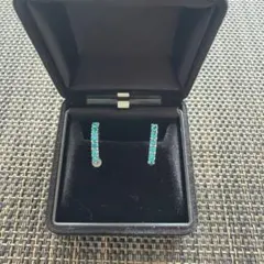 お値下げ ターコイズ色クリスタル シルバーピアスセット