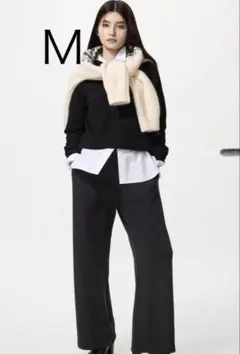 美品　UNIQLO ユニクロ　ウォームフリースストレートパンツ　M ブラック