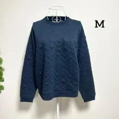 ザラ・M ネイビー 立体模様 長袖スウェット トレーナー 柔らか素材のサムネイル